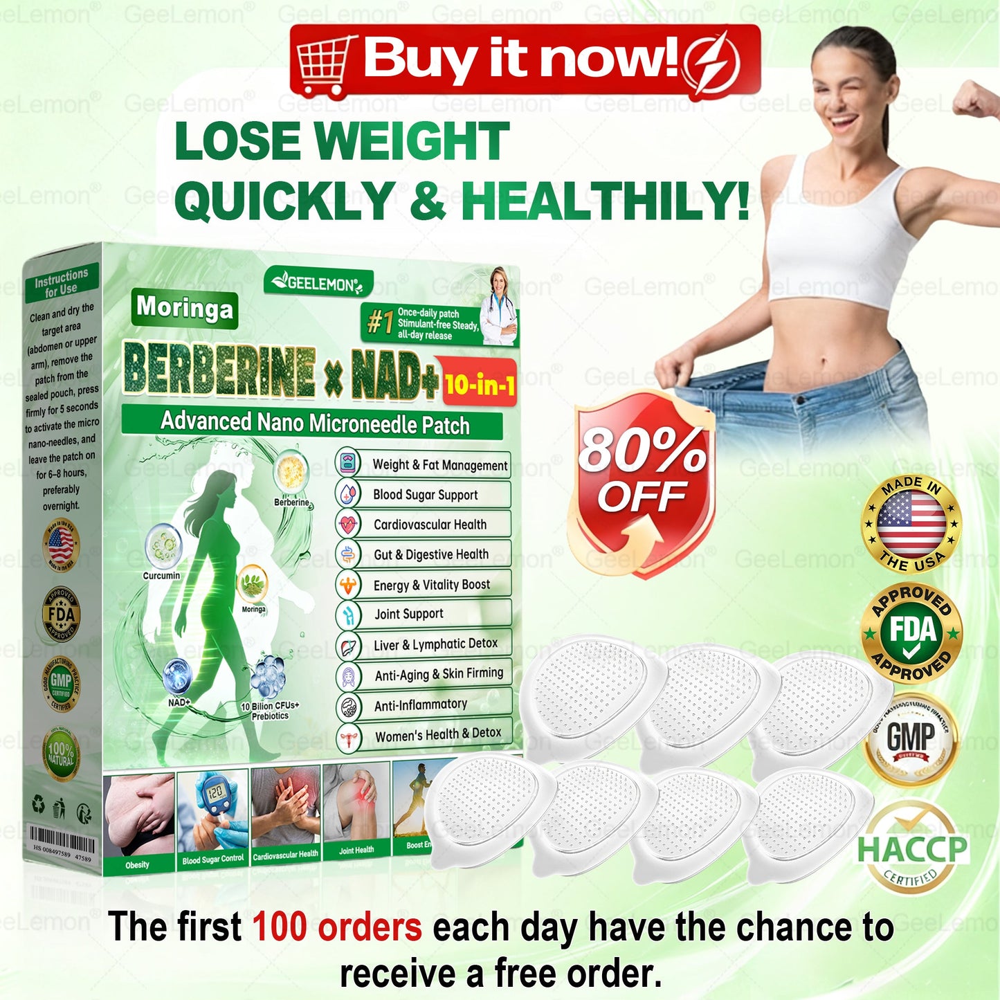 🇺🇸𝐆𝐞𝐞𝐋𝐞𝐦𝐨𝐧® 𝐌𝐨𝐫𝐢𝗻𝗴𝗮 · 𝐁𝐞𝐫𝐛𝗲𝗿𝗶𝗻𝗲 × 𝗡𝗔𝗗+ 𝟏𝟎 𝐢𝐧 𝟏 𝐀𝐝𝐯𝐚𝐧𝐜𝐞𝐝 𝗡𝗮𝗻𝗼 𝗠𝗶𝗰𝗿𝗼𝗻𝐞𝐞𝐝𝐥𝐞 𝐏𝐚𝐭𝗰𝗵👩‍⚕️👩‍⚕️(Just once a day, visible changes in 7 days) ✅ For obesity, loose skin, diabetes, and more.